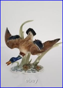 Vintage Lorenz Hutchenreuther Mini Mallard Duck In Flight Porcelain Figurine H4