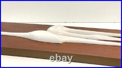 Vintage Mid Century Teak & Porcelain Peter Muller Heron Birds Wall Art Sculpture