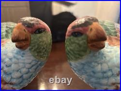 Vintage Mottahedeh Italy Parrot Bird Pair Ceramic 11x5x8