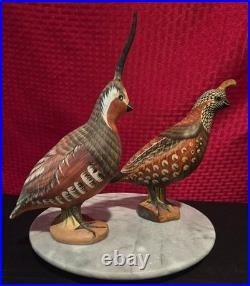 Vintage Mottahedeh Quail Figurine Pair Italy 56200 56202 Hand-Painted