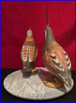 Vintage Mottahedeh Quail Figurine Pair Italy 56200 56202 Hand-Painted