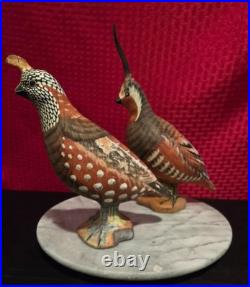 Vintage Mottahedeh Quail Figurine Pair Italy 56200 56202 Hand-Painted