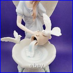 Vintage O'Well large Porcelain Angel Figure Bird Bath Doves Flowers