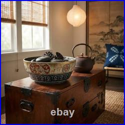 Vintage Oriental Imari Blue Red Birds Medallion Porcelain Bowl Art GB854