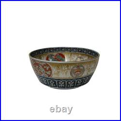 Vintage Oriental Imari Blue Red Birds Medallion Porcelain Bowl Art GB854