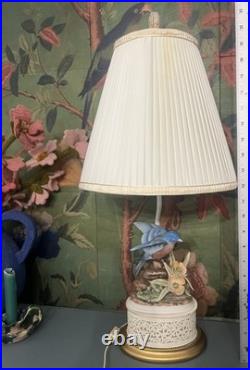 Vintage Pair Andrea by Sadek Bird Lamps 3-Way Light English Garden Cottagecore