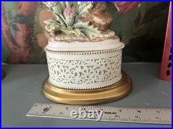 Vintage Pair Andrea by Sadek Bird Lamps 3-Way Light English Garden Cottagecore