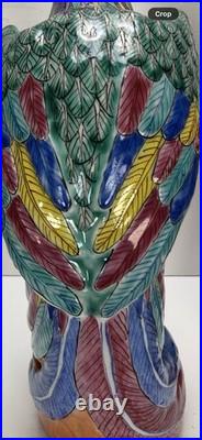 Vintage Pair Chinese Famille Rose Porcelain Phoenix Birds 11.5 Hand Painted