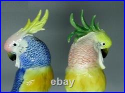 Vintage Pair Cockatoo Parrot Porcelain Figurine Karl Ens Germany 1975-1980 Decor