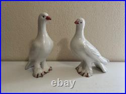 Vintage Pair of Ceramic Love Bird Figurines Made in Italy White Doves or Pigeons