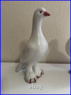 Vintage Pair of Ceramic Love Bird Figurines Made in Italy White Doves or Pigeons