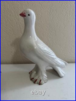 Vintage Pair of Ceramic Love Bird Figurines Made in Italy White Doves or Pigeons