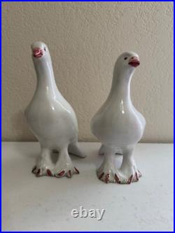 Vintage Pair of Ceramic Love Bird Figurines Made in Italy White Doves or Pigeons
