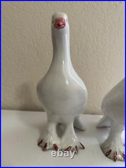 Vintage Pair of Ceramic Love Bird Figurines Made in Italy White Doves or Pigeons