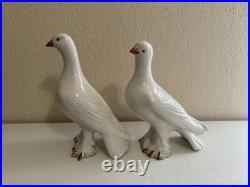 Vintage Pair of Ceramic Love Bird Figurines Made in Italy White Doves or Pigeons