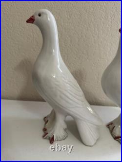 Vintage Pair of Ceramic Love Bird Figurines Made in Italy White Doves or Pigeons