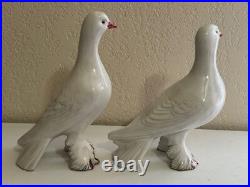 Vintage Pair of Ceramic Love Bird Figurines Made in Italy White Doves or Pigeons
