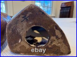 Vintage Pair of Chinese Export Parrots with Yellow, Purple & Mint Green Figures