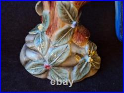 Vintage Parrots Glazed Porcelain On A Tree Branch Figurines Pair 9
