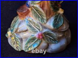 Vintage Parrots Glazed Porcelain On A Tree Branch Figurines Pair 9