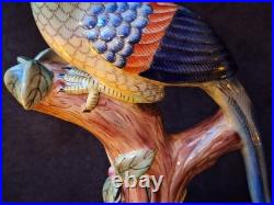 Vintage Parrots Glazed Porcelain On A Tree Branch Figurines Pair 9 Vintage Parrots Glazed Porcelain On A Tree Branch Figurines Pair 9