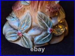 Vintage Parrots Glazed Porcelain On A Tree Branch Figurines Pair 9