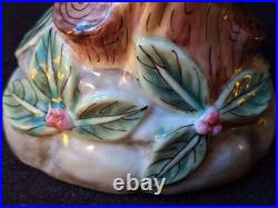 Vintage Parrots Glazed Porcelain On A Tree Branch Figurines Pair 9