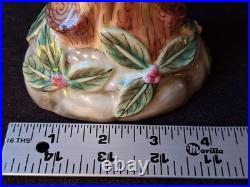 Vintage Parrots Glazed Porcelain On A Tree Branch Figurines Pair 9