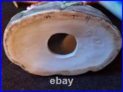 Vintage Parrots Glazed Porcelain On A Tree Branch Figurines Pair 9