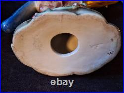 Vintage Parrots Glazed Porcelain On A Tree Branch Figurines Pair 9