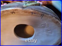 Vintage Parrots Glazed Porcelain On A Tree Branch Figurines Pair 9