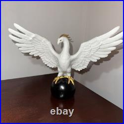 Vintage Phoenix Bird Porcelain Figurine 8.5 Hand Painted 24k Gold. Ruby Eyes