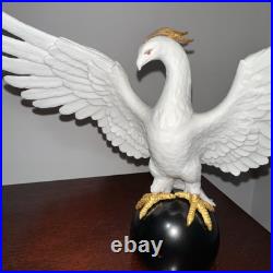 Vintage Phoenix Bird Porcelain Figurine 8.5 Hand Painted 24k Gold. Ruby Eyes
