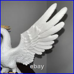 Vintage Phoenix Bird Porcelain Figurine 8.5 Hand Painted 24k Gold. Ruby Eyes