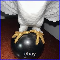 Vintage Phoenix Bird Porcelain Figurine 8.5 Hand Painted 24k Gold. Ruby Eyes