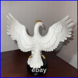 Vintage Phoenix Bird Porcelain Figurine 8.5 Hand Painted 24k Gold. Ruby Eyes