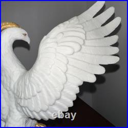 Vintage Phoenix Bird Porcelain Figurine 8.5 Hand Painted 24k Gold. Ruby Eyes