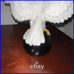Vintage Phoenix Bird Porcelain Figurine 8.5 Hand Painted 24k Gold. Ruby Eyes