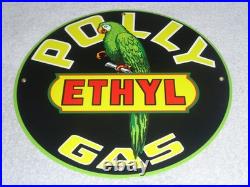 Vintage Polly Ethyl Gas? Parrot Bird Oil 11 3/4 Porcelain Metal Gasoline Sign Vintage Polly Ethyl Gas? Parrot Bird Oil 11 3/4 Porcelain Metal Gasoline Sign