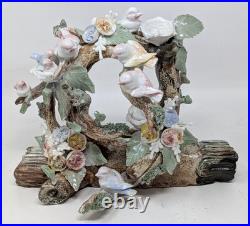 Vintage Porcelain Ceramic Bird Nest Floral Leaves Branch Figurine Sculpture