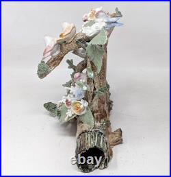 Vintage Porcelain Ceramic Bird Nest Floral Leaves Branch Figurine Sculpture