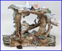 Vintage Porcelain Ceramic Bird Nest Floral Leaves Branch Figurine Sculpture