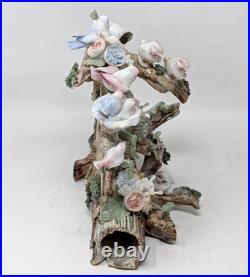 Vintage Porcelain Ceramic Bird Nest Floral Leaves Branch Figurine Sculpture
