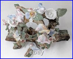 Vintage Porcelain Ceramic Bird Nest Floral Leaves Branch Figurine Sculpture