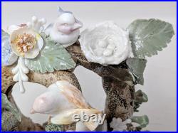 Vintage Porcelain Ceramic Bird Nest Floral Leaves Branch Figurine Sculpture