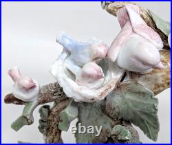 Vintage Porcelain Ceramic Bird Nest Floral Leaves Branch Figurine Sculpture