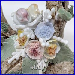 Vintage Porcelain Ceramic Bird Nest Floral Leaves Branch Figurine Sculpture