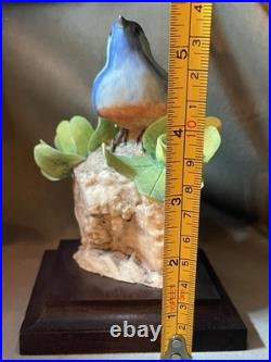 Vintage Porcelain Eastern Bluebird Signed M. E. Moussalli