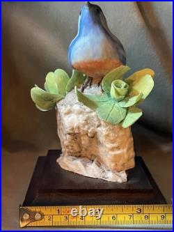 Vintage Porcelain Eastern Bluebird Signed M. E. Moussalli