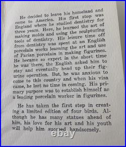 Vintage Porcelain Eastern Bluebird Signed M. E. Moussalli